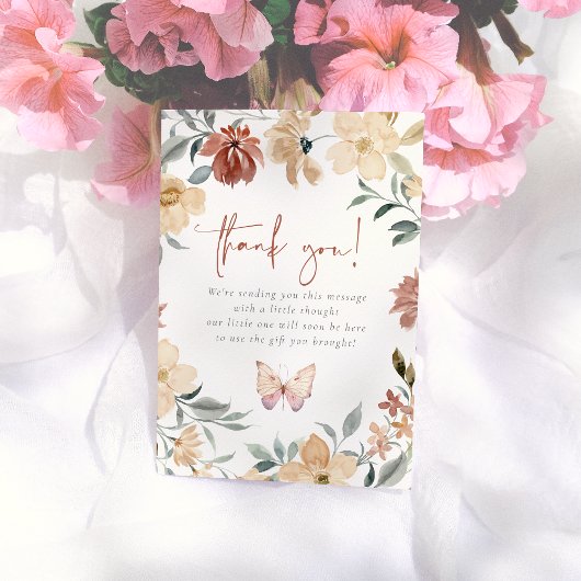 バタフライキッス ワイルドフラワーガール ベビーシャワー サンキューカード