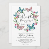 バタフライキッス ワイルドフラワー フローラル ベイビーシャワー 招待状 (正面/裏面)