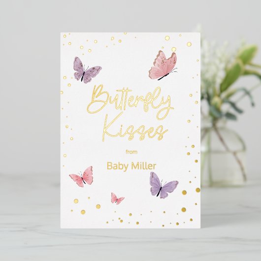 バタフライキッス 感謝 箔招待状 (立ち正面)