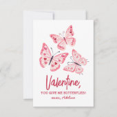バタフライキッズバレンタインデー ノートカード (正面)