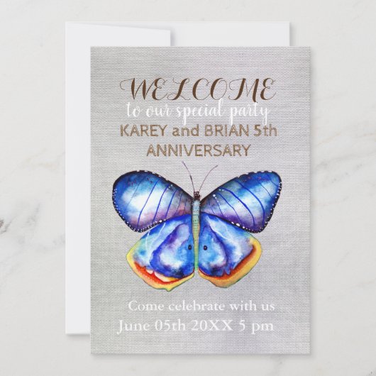 バタフライキャンバスフォト招待状 招待状 (正面)