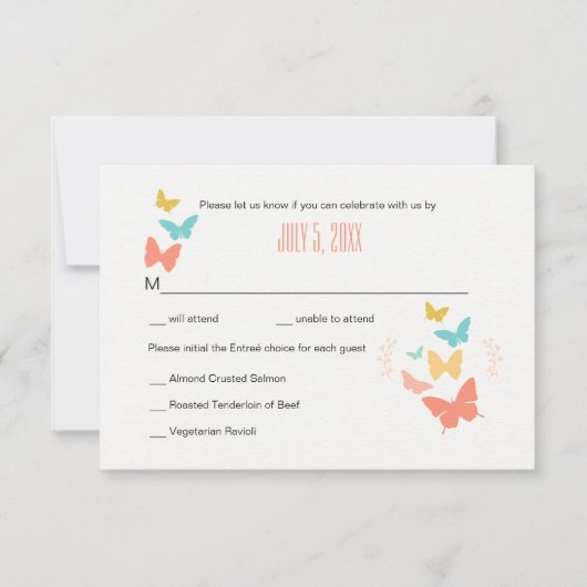 バタフライキャンバス応答カード 招待状 (正面)