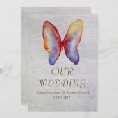 バタフライキャンバ素朴ス結婚式招待状 招待状 (正面/裏面)