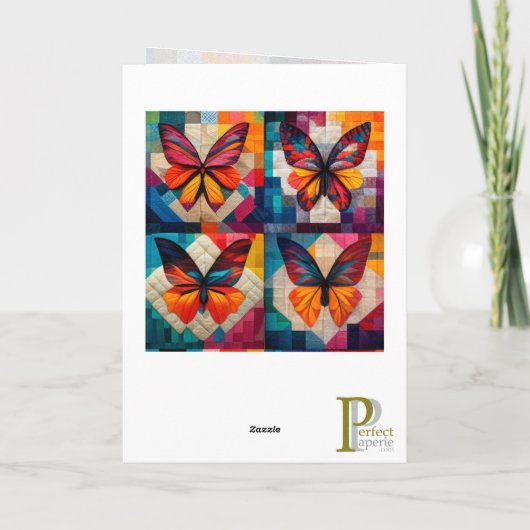 バタフライキルトパターン グリーティング/メモカード カード (裏面)
