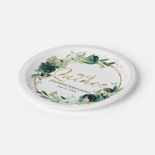 バタフライキンセアニェラ紙プレートグリーンフローラ ペーパープレート (アングル)