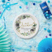 バタフライキンセアニェラ紙プレートブラックフローラ ペーパープレート (パーティー)