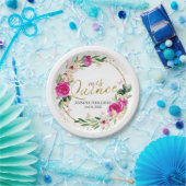 バタフライキンセアニェラ紙プレートホットピンクフローラ ペーパープレート (パーティー)