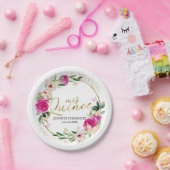 バタフライキンセアニェラ紙プレートホットピンクフローラ ペーパープレート (パーティー)