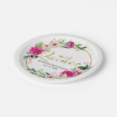 バタフライキンセアニェラ紙プレートホットピンクフローラ ペーパープレート (アングル)