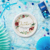 バタフライキンセアニェラ紙プレートレッドフローラ ペーパープレート (パーティー)