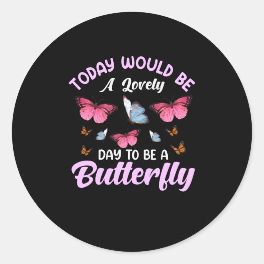 バタフライギフト | A Lovely Day To A Butterfly ラウンドシール (正面)