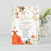 バタフライクインズ招待状オレンジフローラドレス 招待状 (スタンド正面)