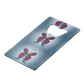 バタフライクラシックオーナメントラウンドステッカー クレジットカード栓抜き (正面アングル)