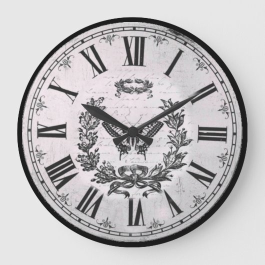 バタフライクラシックレトロ ラージ壁時計 (正面)