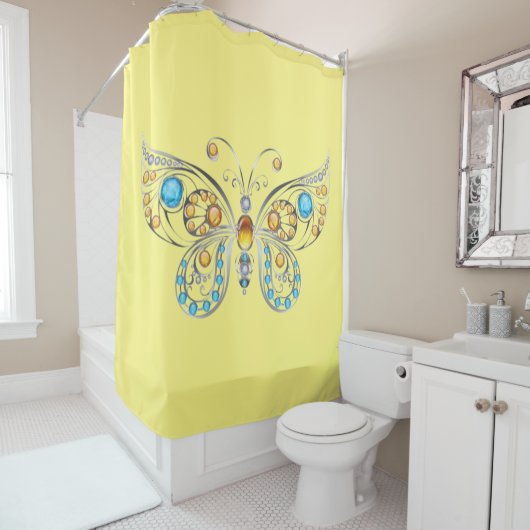 バタフライクラスライトイエロー シャワーカーテン (インサイチュ)