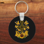 バタフライクリスチャンクロスフローラひまわり キーホルダー (正面)