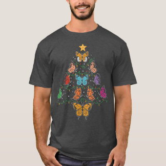 バタフライクリスマスツリークリスマスバタフライツリーボート Tシャツ