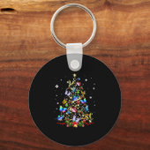 バタフライクリスマスツリーライトウィメンズガールズクリスマスB キーホルダー (正面)