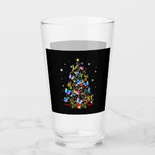 バタフライクリスマスツリーライトウィメンズガールズクリスマスB タンブラーグラス