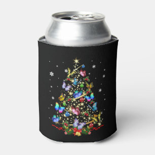 バタフライクリスマスツリーライトウィメンズガールズクリスマスB 缶クーラー