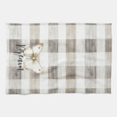 バタフライクリームプライストライプド キッチンタオル (横)