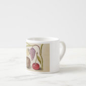 バタフライクルミ花さくらんぼ水彩アート エスプレッソカップ (正面右)