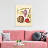 バタフライクルミ花さくらんぼ水彩アート キャンバスプリント (インサイチュ (リビング))