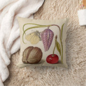 バタフライクルミ花さくらんぼ水彩アート クッション (ブランケット)