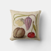 バタフライクルミ花さくらんぼ水彩アート クッション (正面)