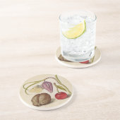 バタフライクルミ花さくらんぼ水彩アート コースター (側面)