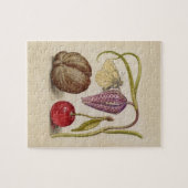 バタフライクルミ花さくらんぼ水彩アート ジグソーパズル (横)