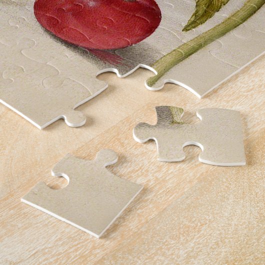 バタフライクルミ花さくらんぼ水彩アート ジグソーパズル (側面)