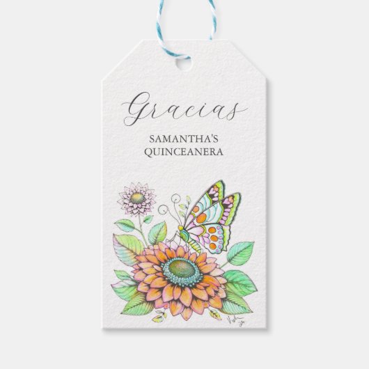 バタフライグラシアスメッセージカード ギフトタグ (正面)