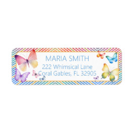 バタフライグリッター差出人住所ラベル ラベル