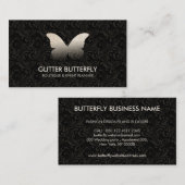バタフライグリッター金ゴールドダマスク 名刺 (正面/裏面)