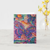 バタフライグリーティングカード カード (黄色い花)