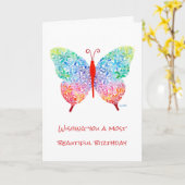 バタフライグリーティングカード カード (黄色い花)