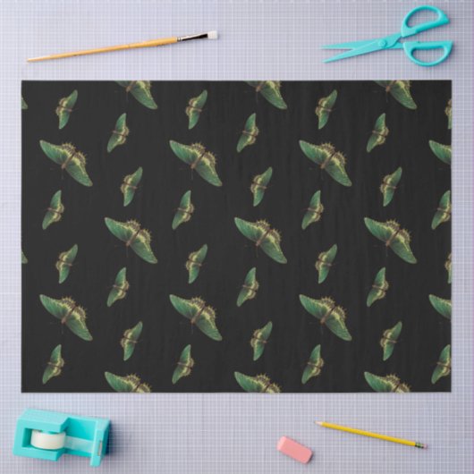 バタフライグリーンヴィンテージデコファージ 薄葉紙 (クラフト)