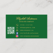 バタフライグリーン金ゴールドQRコードスクリプト 名刺 (裏面)