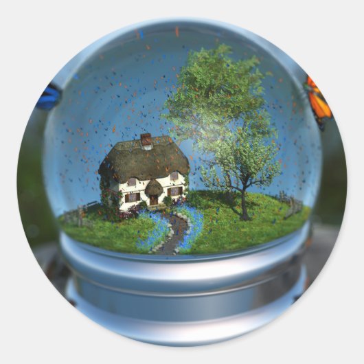 バタフライグローブステッカー ラウンドシール (正面)