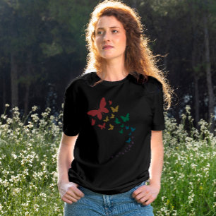 バタフライゲイプライドlgbtレインボーカラフル国旗 tシャツ