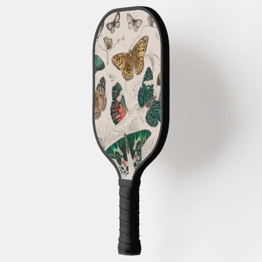 バタフライコレクションアンティークウォーターカラーアートバター ピックルボールラケット (左)
