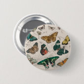 バタフライコレクションアンティークウォーターカラーアートバター 缶バッジ (正面&裏面)