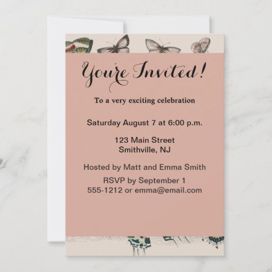 バタフライコレクションアンティーク蝶 招待状 (正面)
