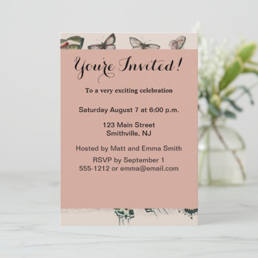 バタフライコレクションアンティーク蝶 招待状 (スタンド正面)