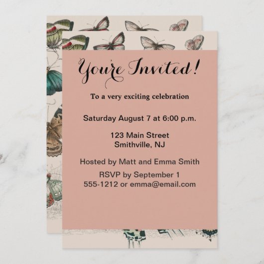 バタフライコレクションアンティーク蝶 招待状 (正面/裏面)