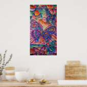 バタフライコンポジションキャンバス印刷 ポスター (キッチン)