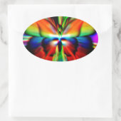 バタフライサイケデリックフラクタル 楕円形シール (バッグ)