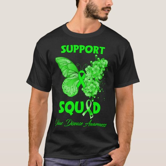 バタフライサポートスクワッドセリアック病認識度 Tシャツ (正面)