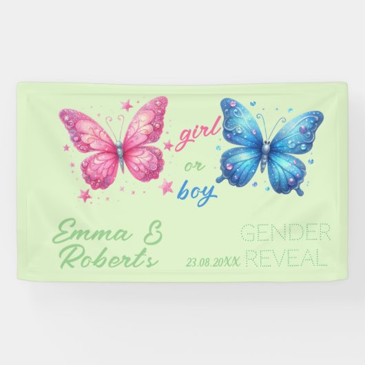 バタフライサマージェンダーリビールパーティーカスタムポスター 横断幕 (横)